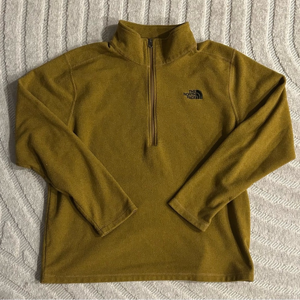 The North Face Men’s Fleece Pullover Gold/Khaki Quarter-Zip Jacket - XL - Picture 2 of 11